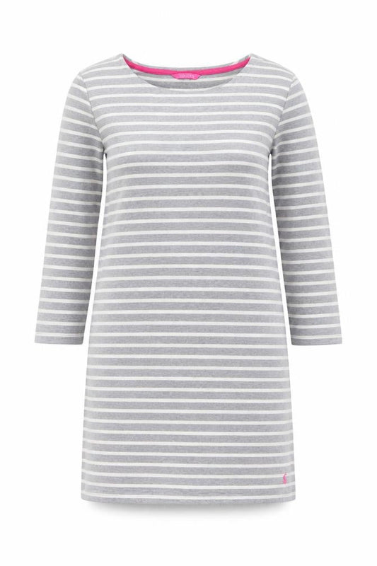 Joules Women Grey Striped Cotton Shift Dress Size 12