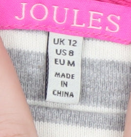 Joules Women Grey Striped Cotton Shift Dress Size 12