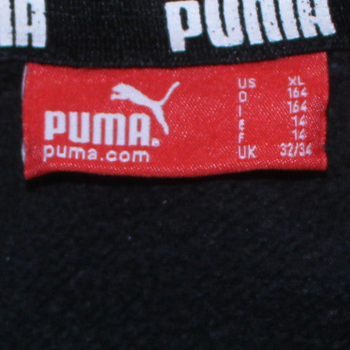 Puma Boys Black XL Pullover Hoodie with Silver Logo Print