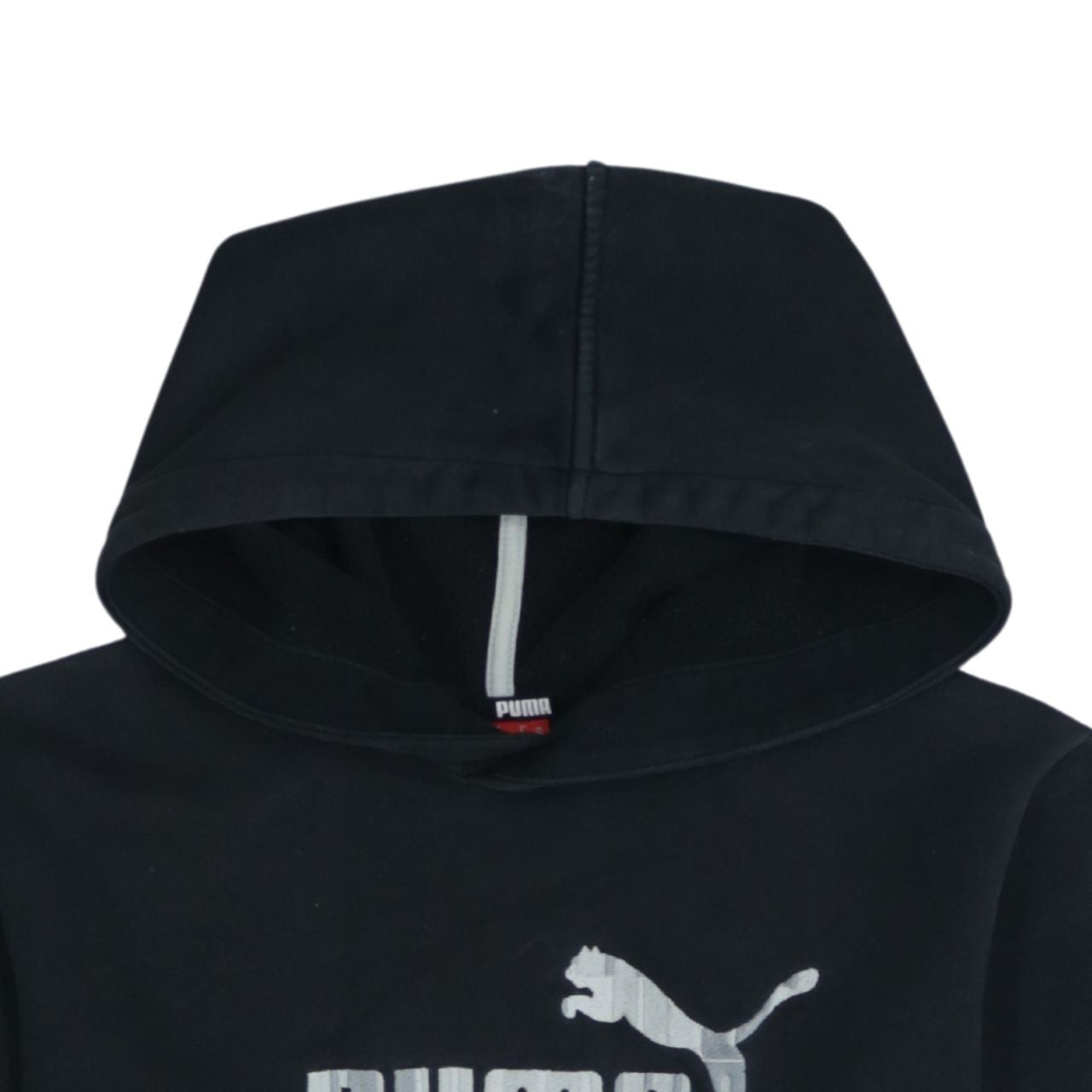 Puma Boys Black XL Pullover Hoodie with Silver Logo Print