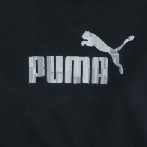 Puma Boys Black XL Pullover Hoodie with Silver Logo Print