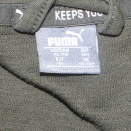 PUMA Boys Green Full Zip Hoodie Size 16 Years Cotton Blend