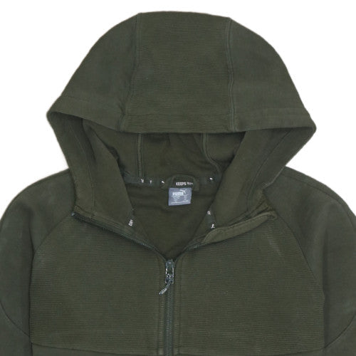 PUMA Boys Green Full Zip Hoodie Size 16 Years Cotton Blend