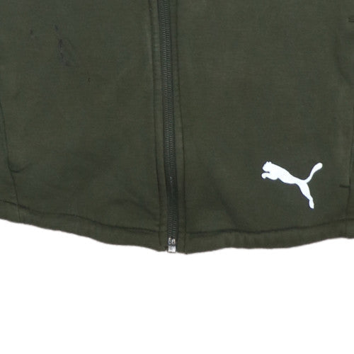 PUMA Boys Green Full Zip Hoodie Size 16 Years Cotton Blend