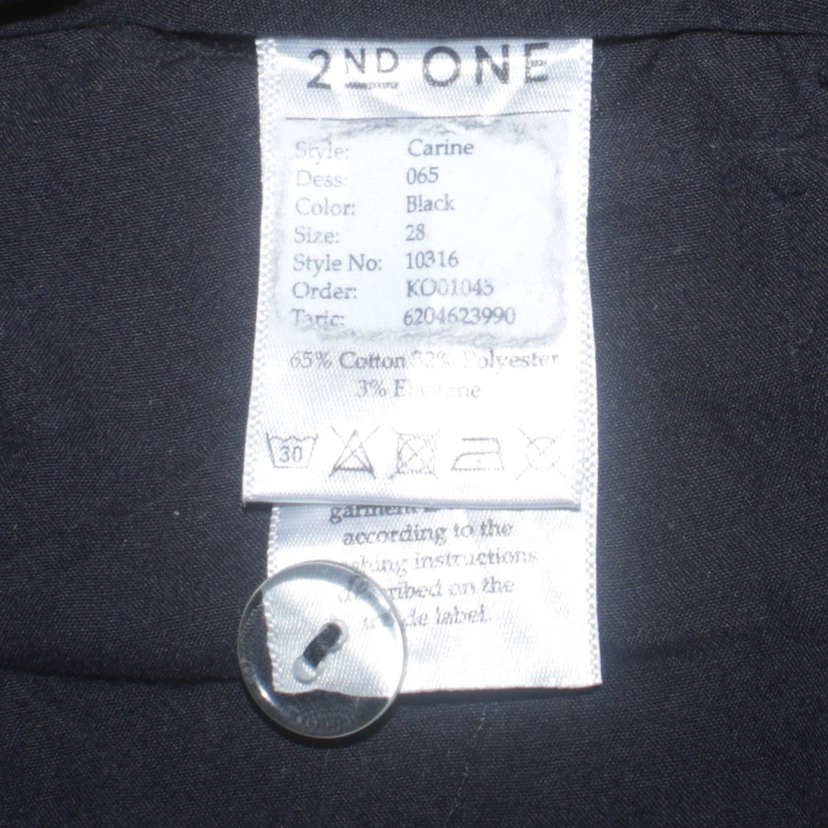 2nd One Women's Black Chino Trousers Size 28 Slim Fit