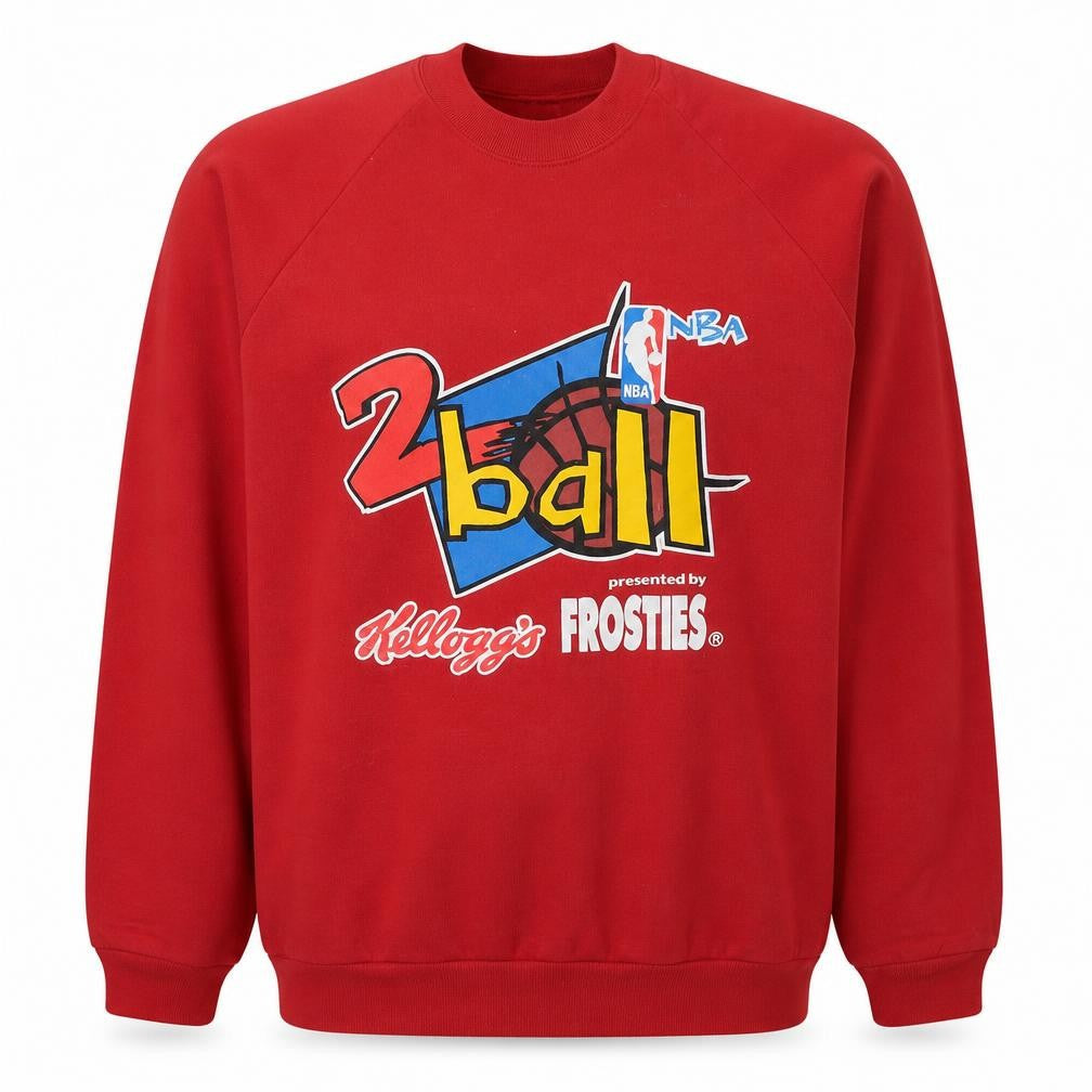 Fruit of the Loom Men's Red NBA 2Ball Sweatshirt XL Retro 90s Pullover
