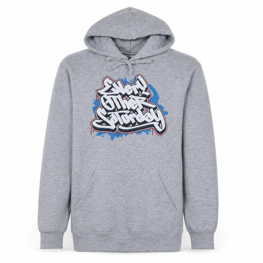Russell Men’s Grey Pullover Hoodie M Graphic Urban Style