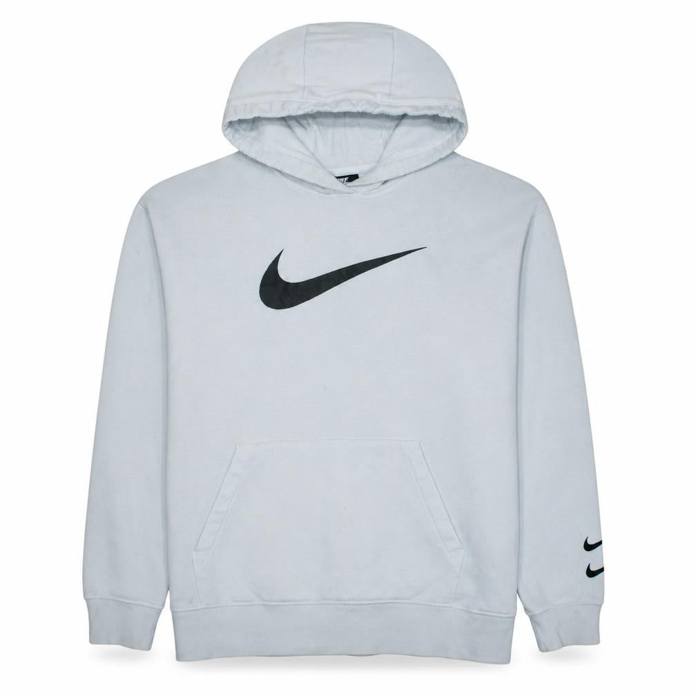 Nike Womens White Medium Pullover Hoodie with Logo Print