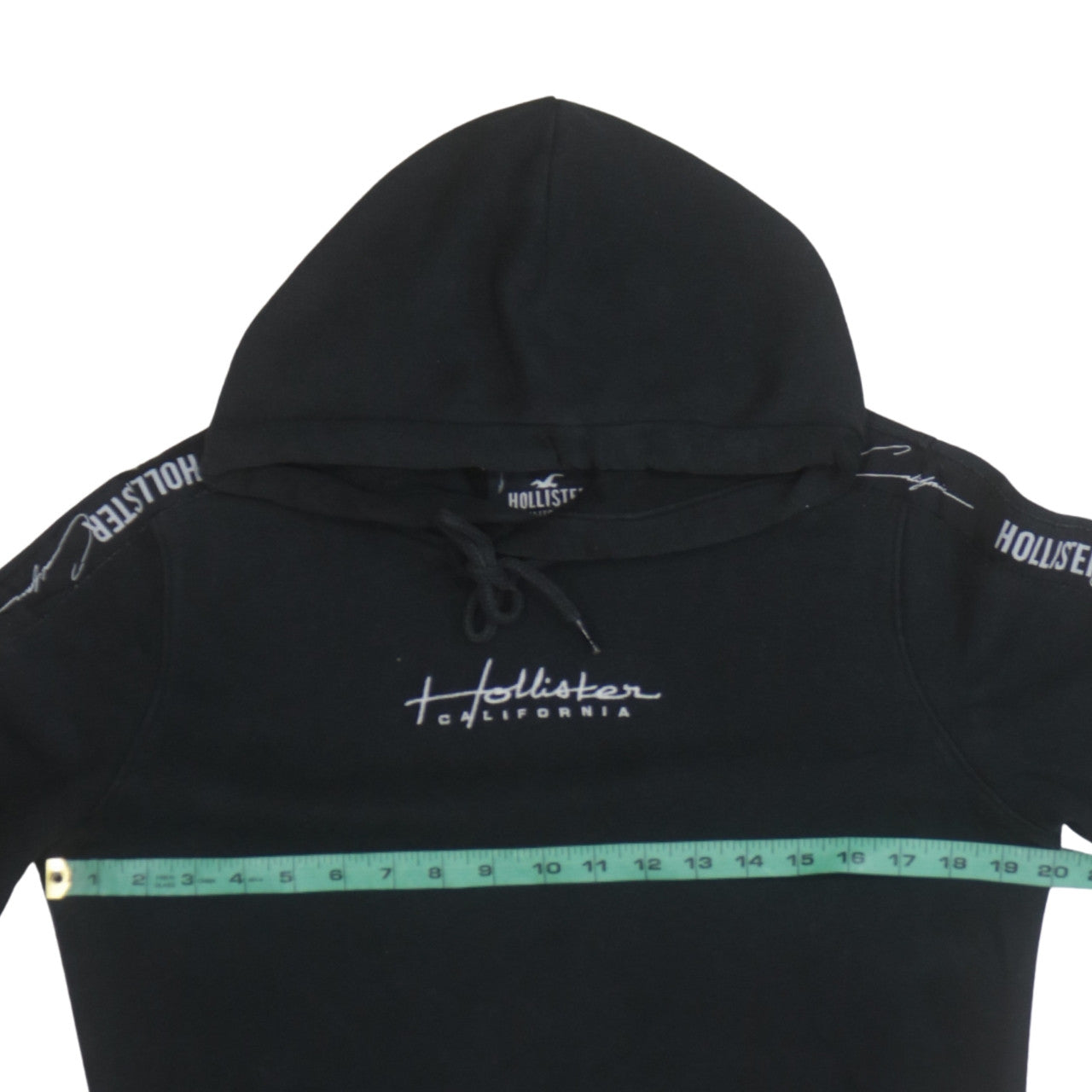 Hollister Womens Black XS Pullover Hoodie with Logo Detailing