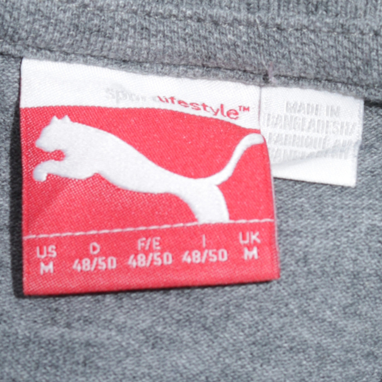 Puma Men's Grey Cotton Polo Shirt Size M Short Sleeve Classic Fit