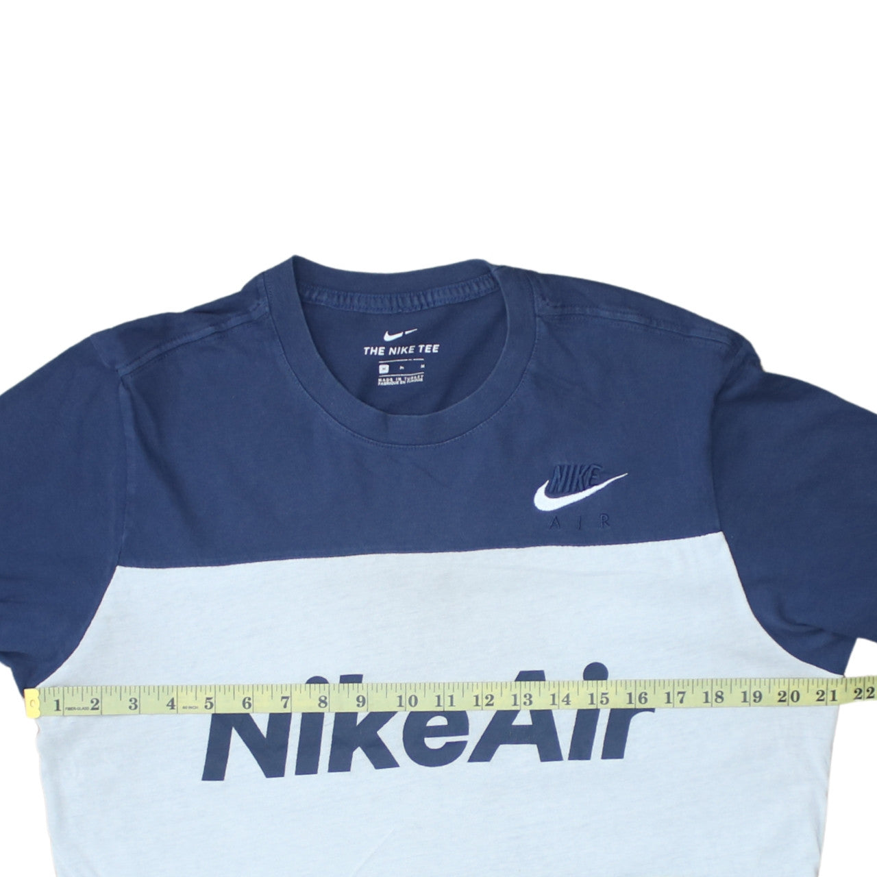 Nike Men's Blue Colourblock Air Logo Crew Neck T-Shirt Size M