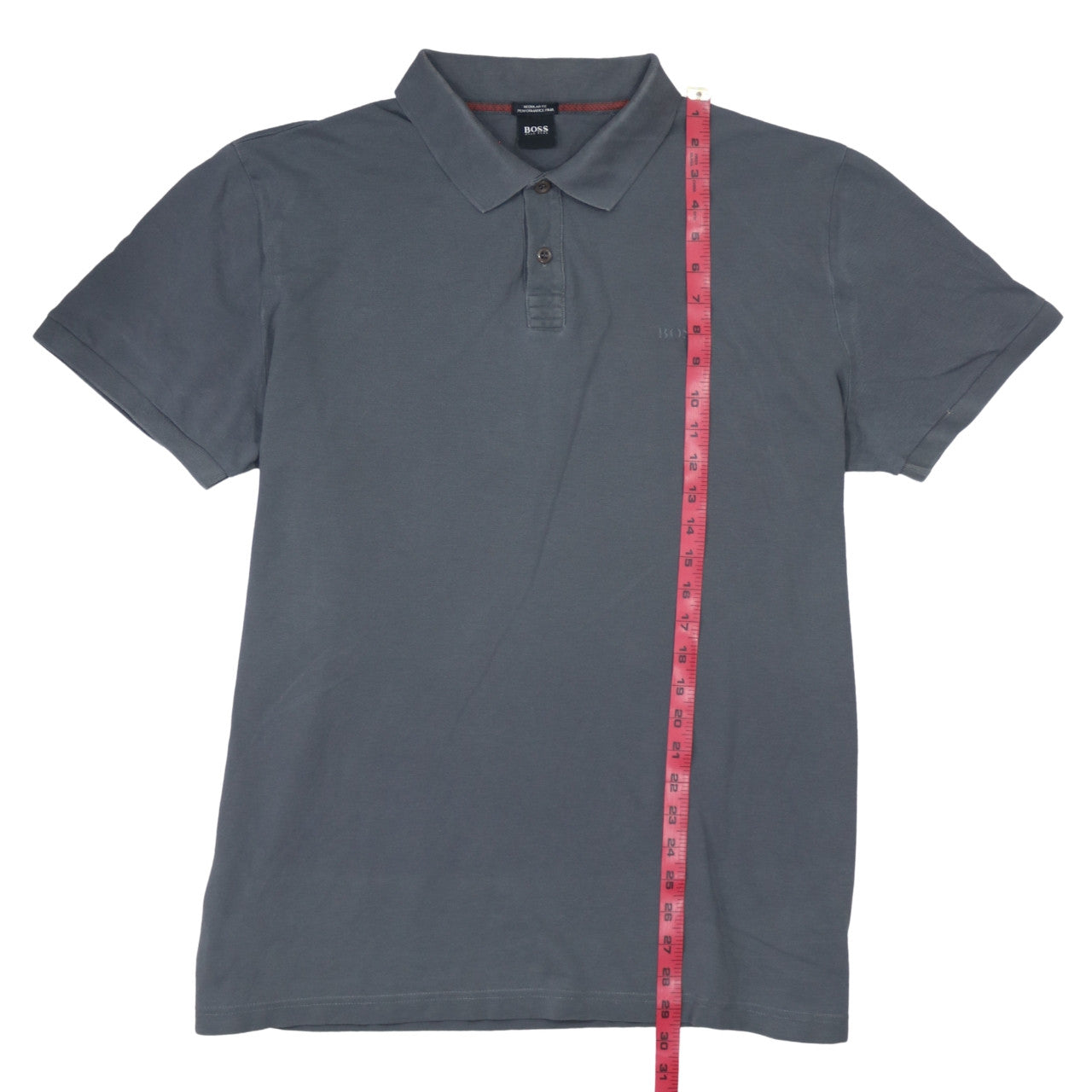 Hugo Boss Men's Grey Regular Fit Cotton Polo Shirt M