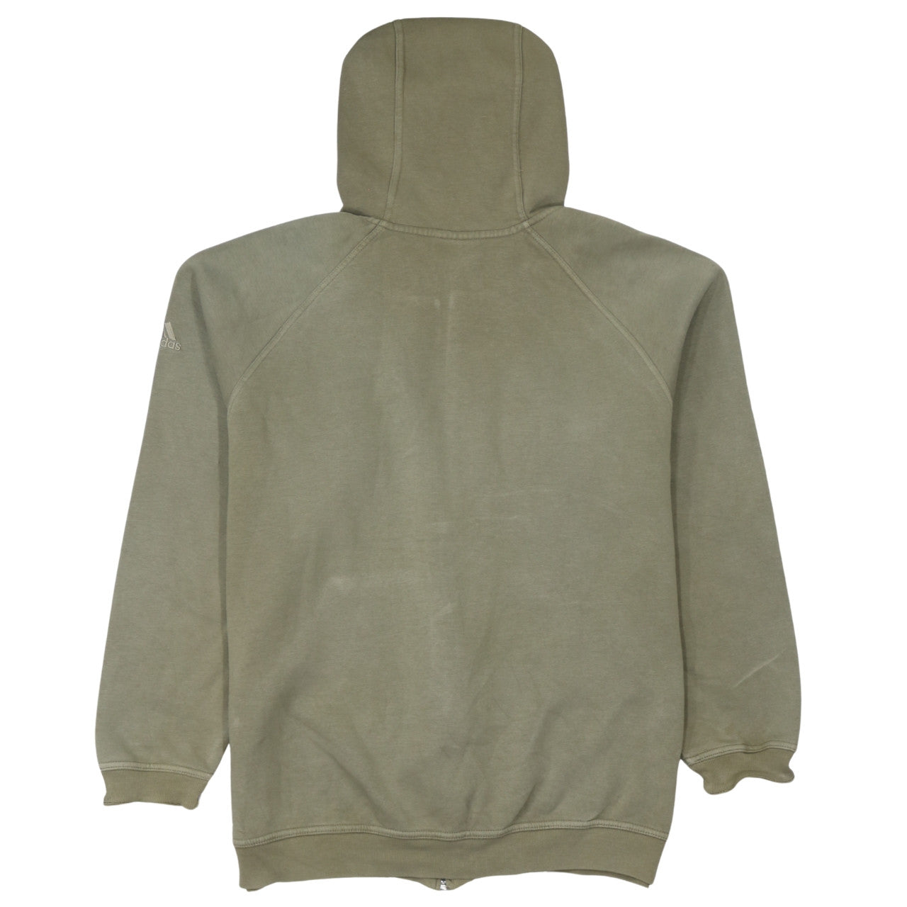 Adidas Men's Beige Full Zip Hoodie L Fleece Logo Sportswear