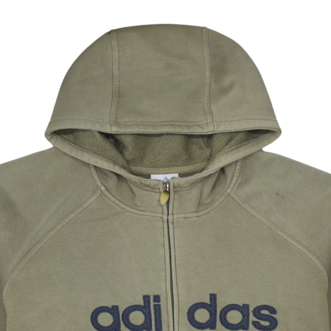Adidas Men's Beige Full Zip Hoodie L Fleece Logo Sportswear