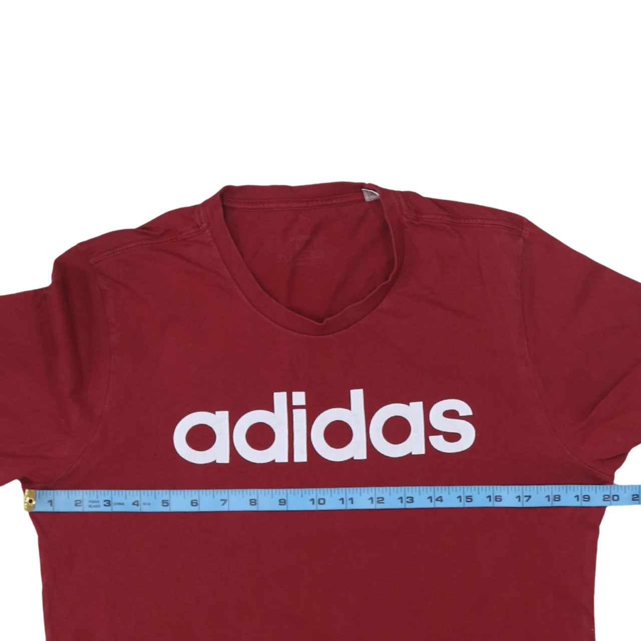 adidas Men's Red Medium Crew Neck Sports Logo T-Shirt