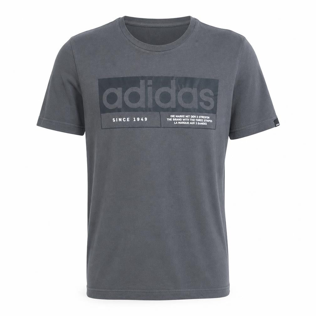 Adidas Men's Grey Graphic Logo T-Shirt Size S Short Sleeve Cotton