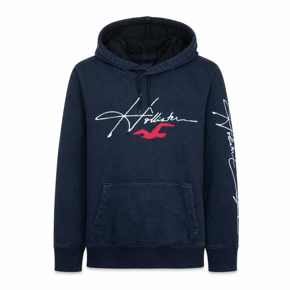 Hollister Womens Navy Blue Pullover Hoodie XS Cotton Blend Logo Must-Have Collection