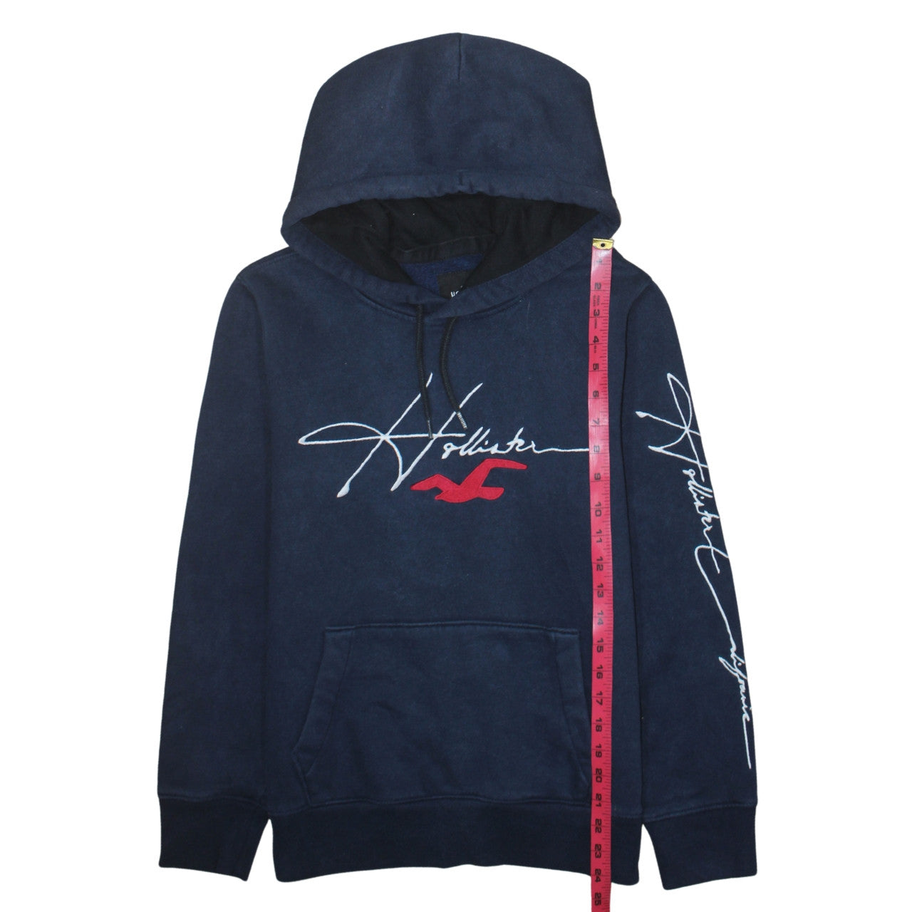 Hollister Womens Navy Blue Pullover Hoodie XS Cotton Blend Logo Must-Have Collection