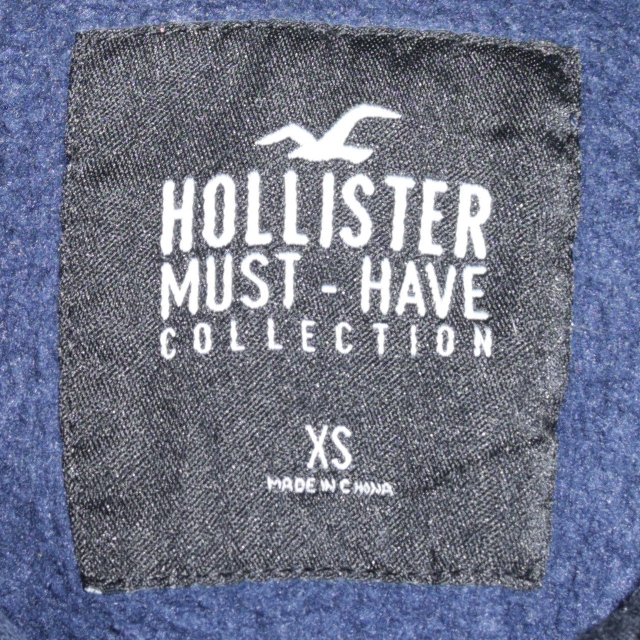 Hollister Womens Navy Blue Pullover Hoodie XS Cotton Blend Logo Must-Have Collection