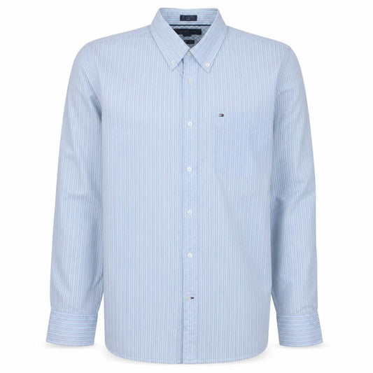 Tommy Hilfiger Men's Blue Striped Button-Down Shirt L 16.5 Custom Fit