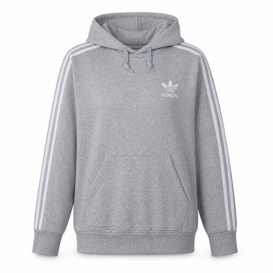 Adidas Womens Grey 3XL Pullover Hoodie with 3 Stripes Logo Classic Style