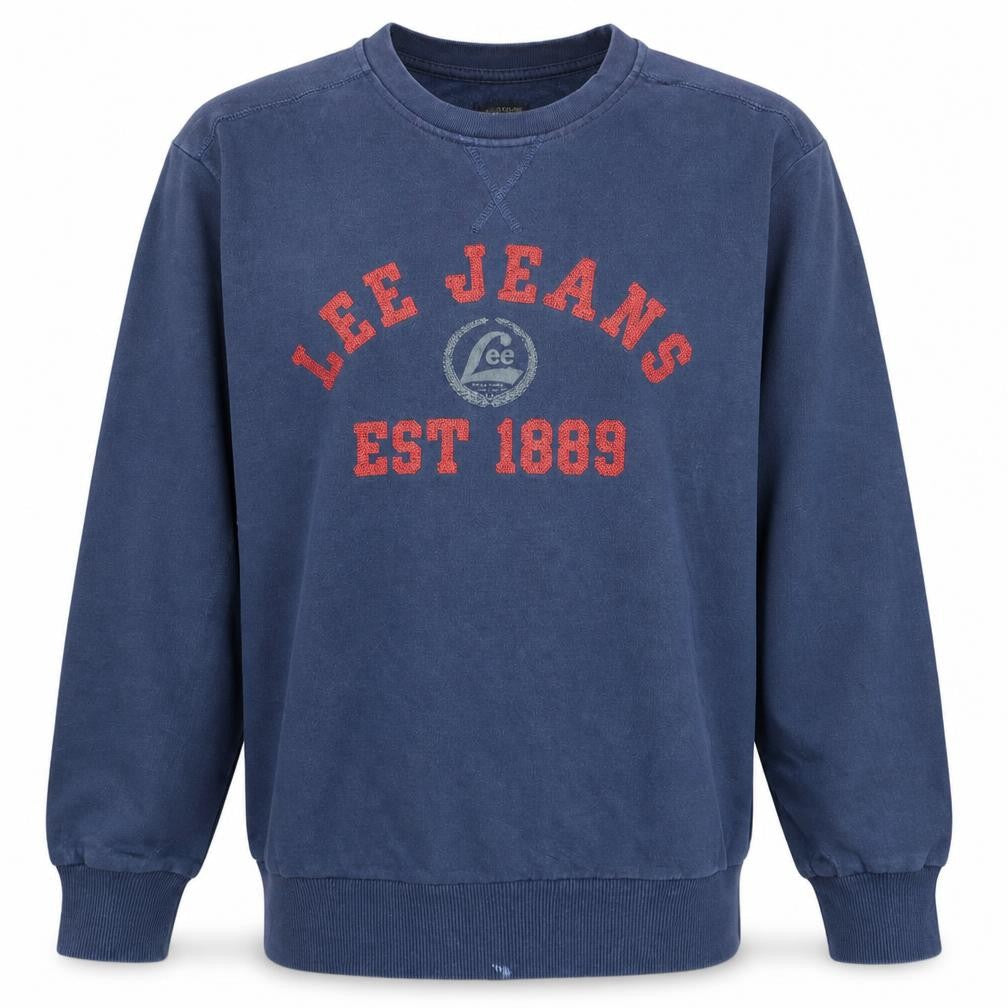Lee Mens Blue 2XL Pullover Sweatshirt Crew Neck Graphic Print