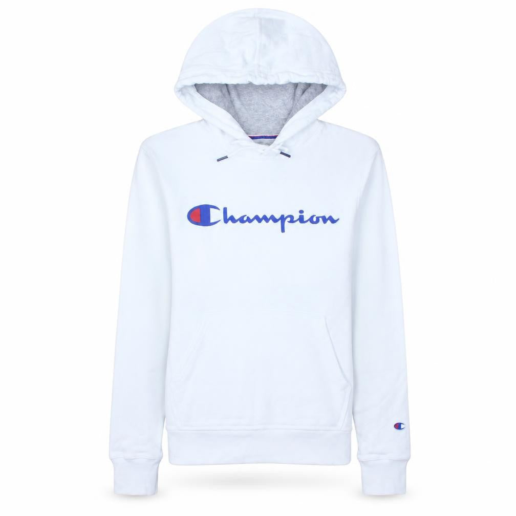 Champion Womens White XS Hoodie Pullover Logo Print Cotton Blend