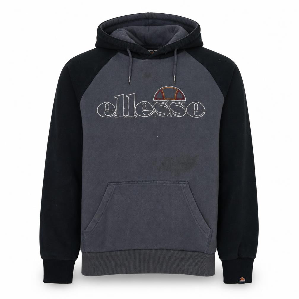 Ellesse Mens Grey Pullover Hoodie L Logo Fleece Sweatshirt