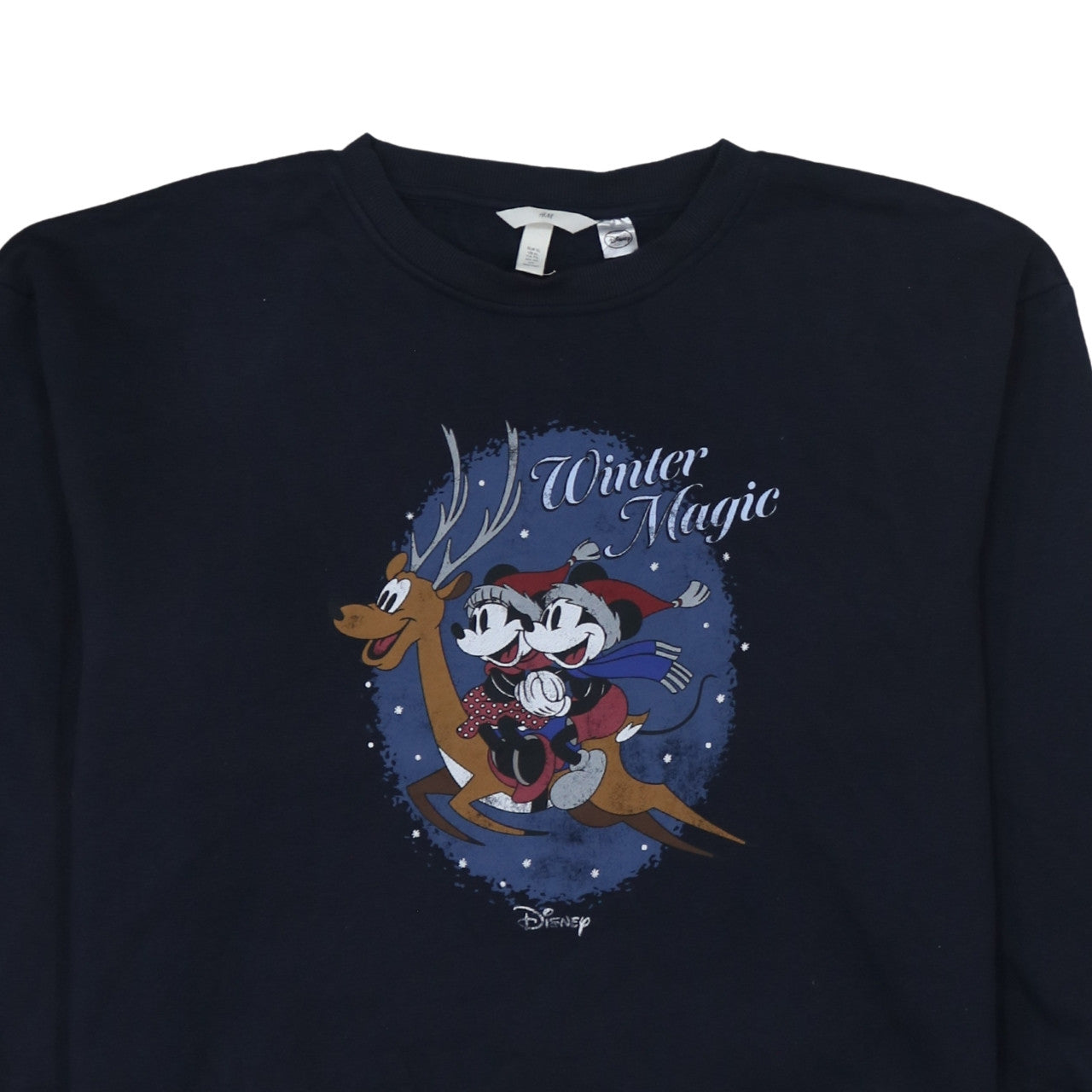 H&M Disney Womens Black XL Pullover Sweatshirt Winter Magic Mickey Minnie Print