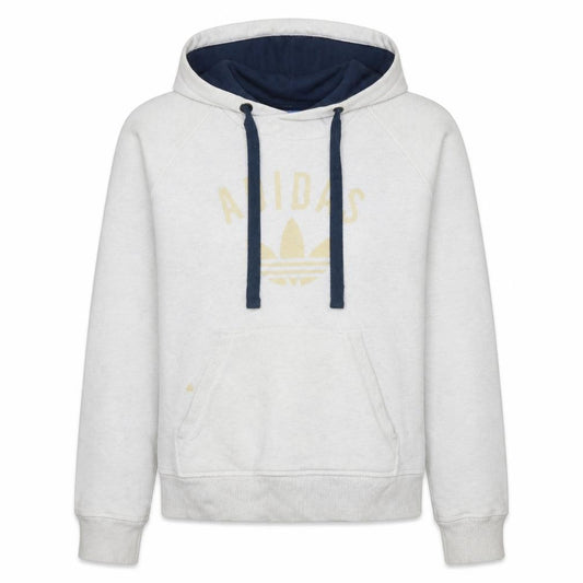 Adidas Womens Beige Hooded Pullover Sweatshirt Size L Logo Print