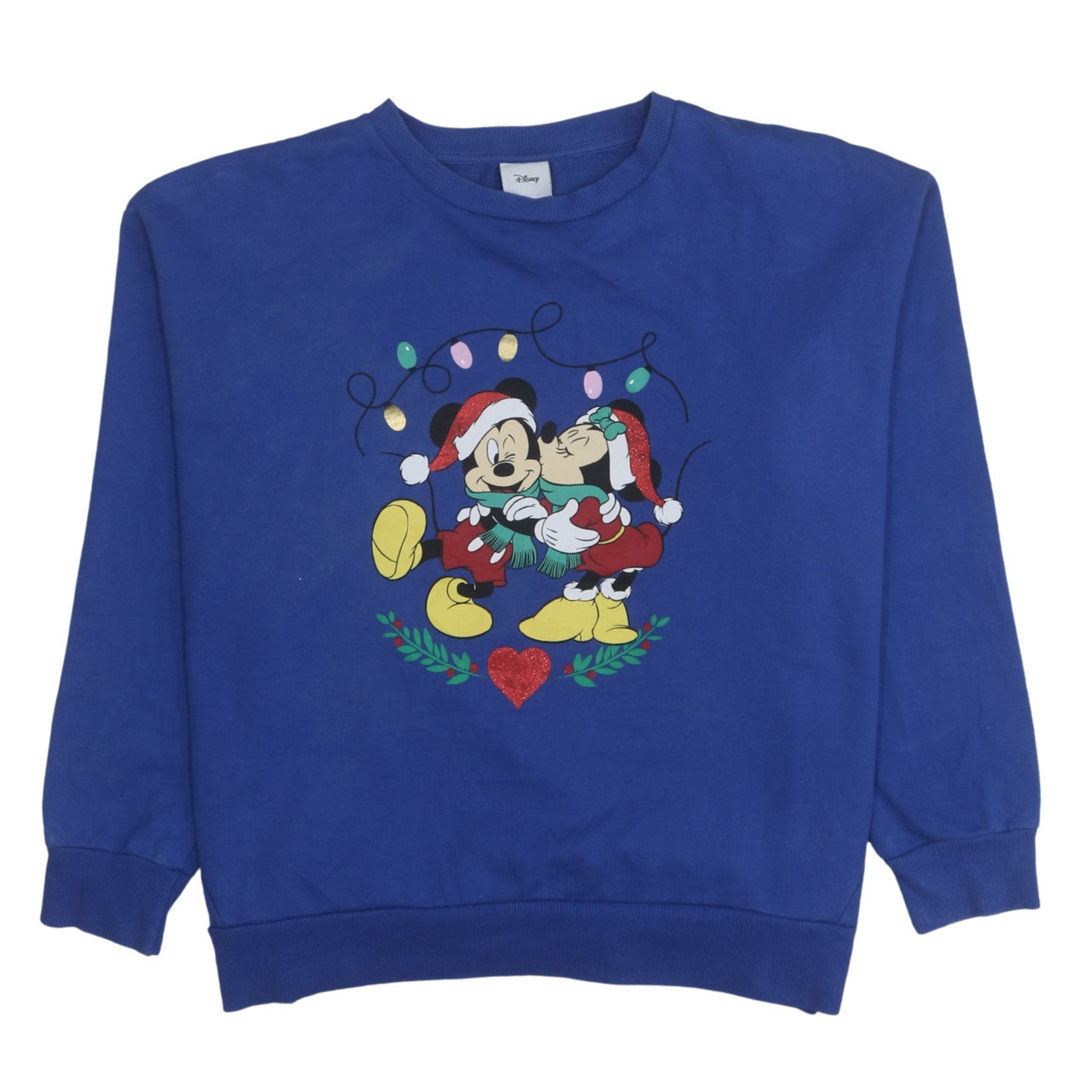 Disney Tu Women's Blue Christmas Mickey & Minnie Sweatshirt Size 18