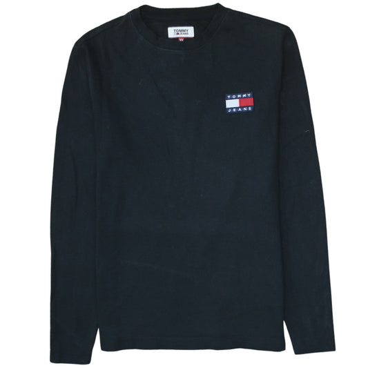 Tommy Jeans Men's Black Long Sleeve Cotton Crew Neck T-Shirt XS