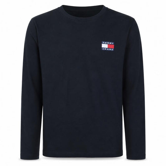 Tommy Jeans Men's Black Long Sleeve Cotton Crew Neck T-Shirt XS
