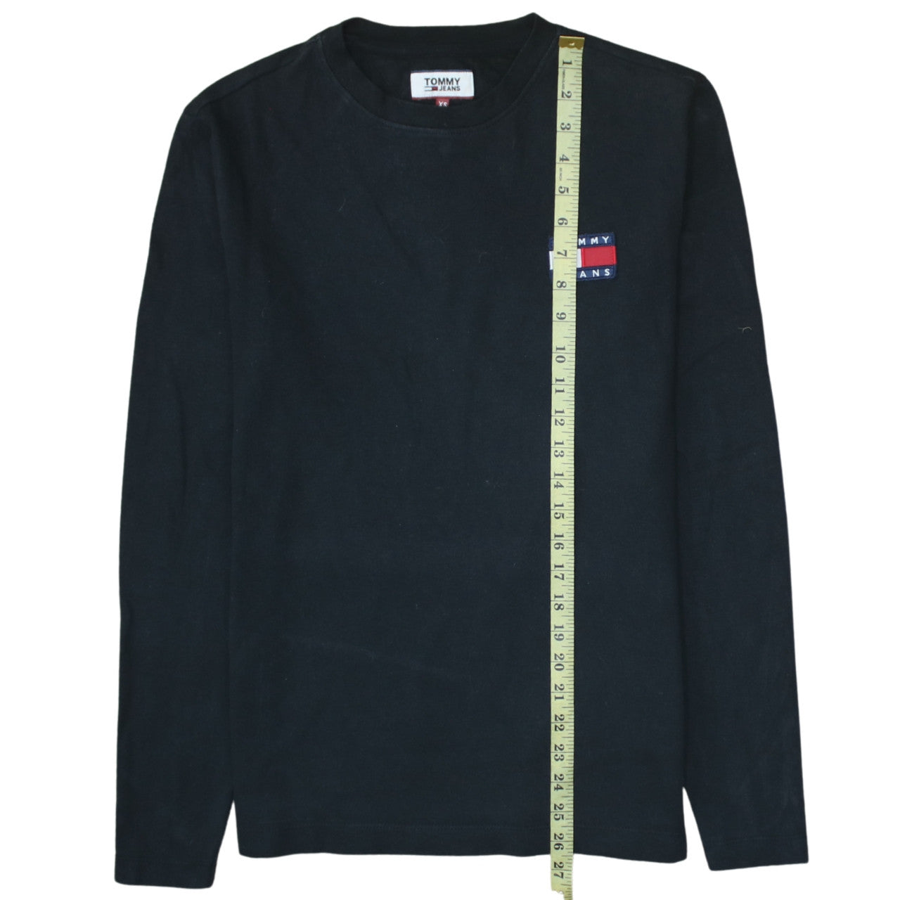 Tommy Jeans Men's Black Long Sleeve Cotton Crew Neck T-Shirt XS