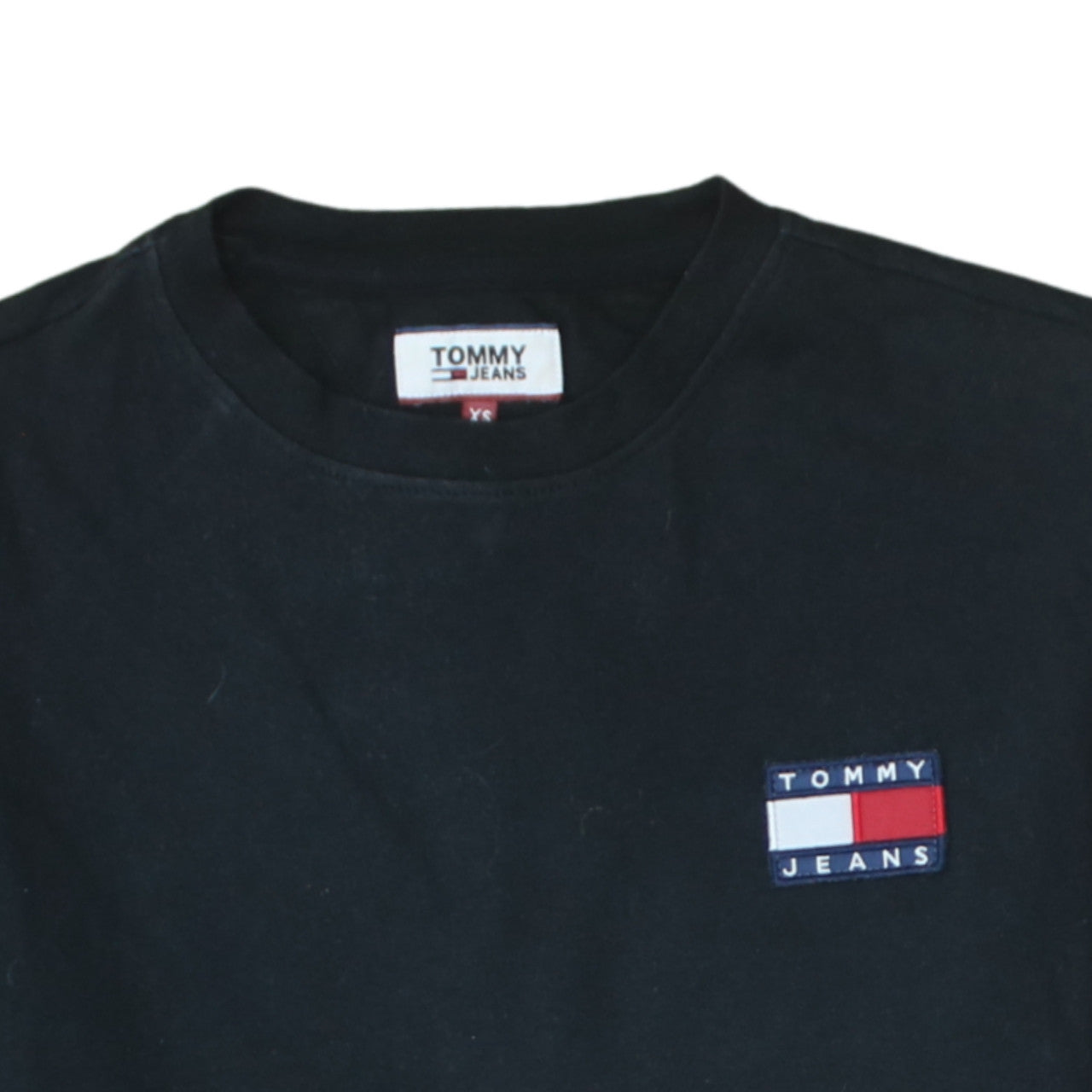 Tommy Jeans Men's Black Long Sleeve Cotton Crew Neck T-Shirt XS
