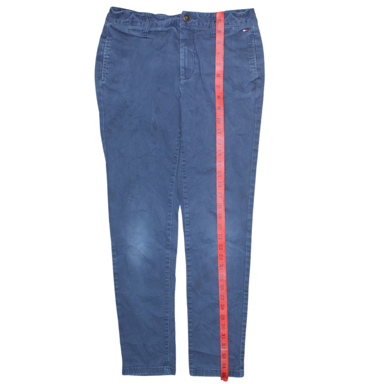 Tommy Hilfiger Boys Blue Chino Trousers Size 164 Slim Fit Cotton Blend