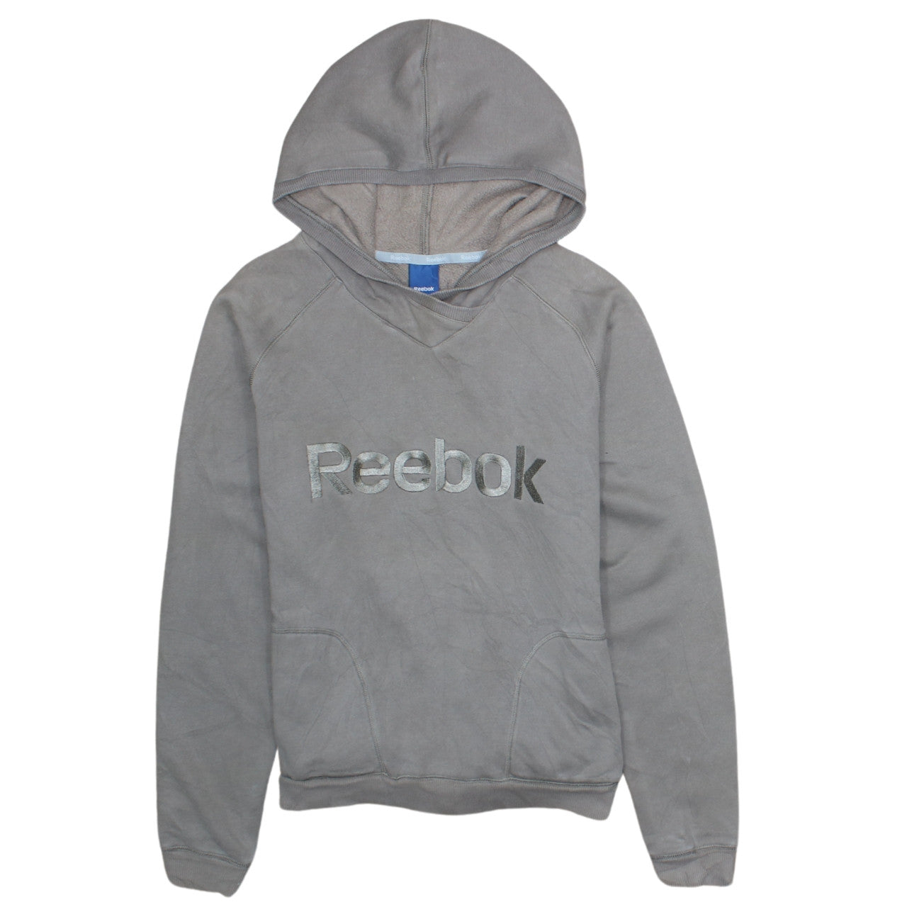 Reebok Women’s Grey Pullover Hoodie Size M Cotton Blend Logo Sweatshirt
