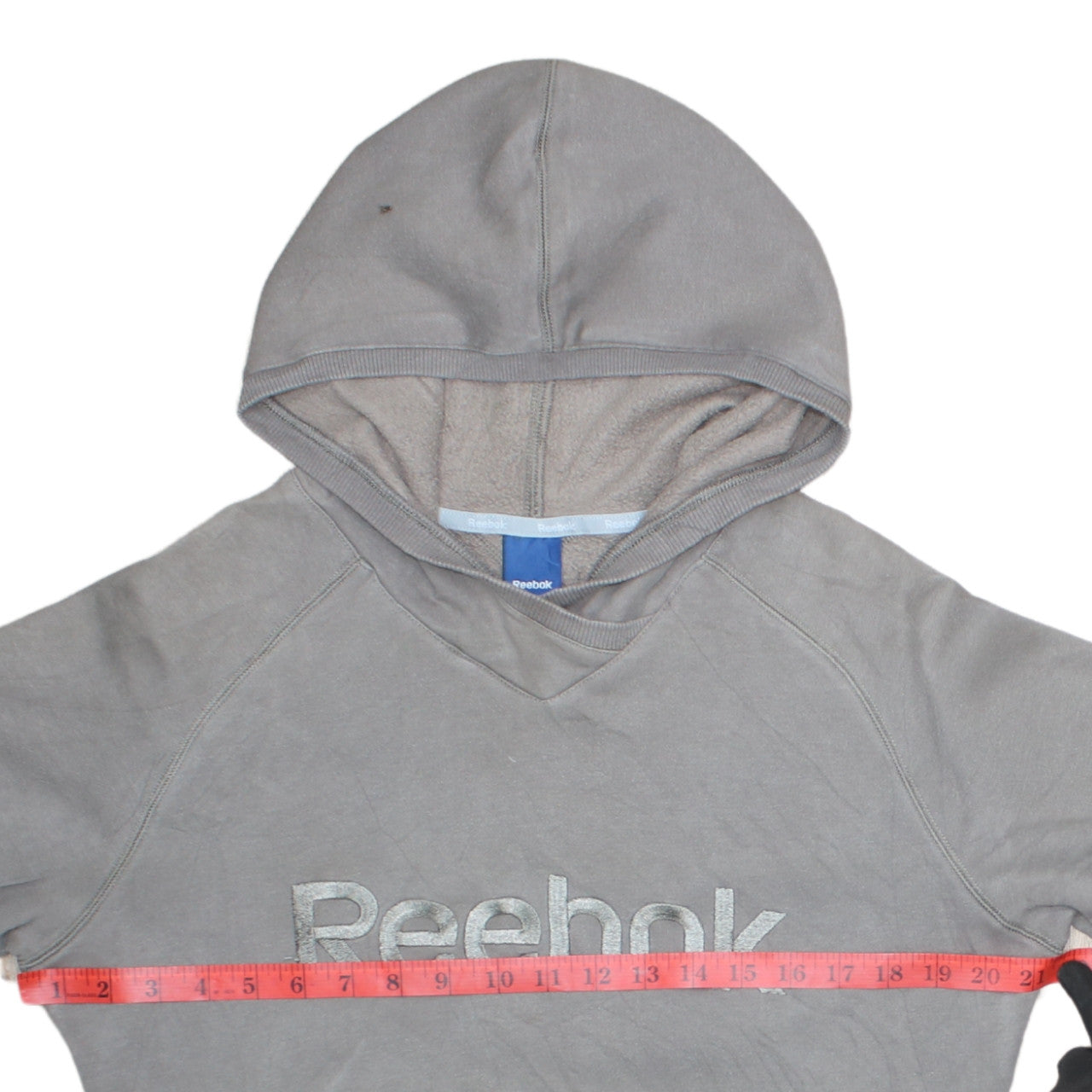 Reebok Women’s Grey Pullover Hoodie Size M Cotton Blend Logo Sweatshirt