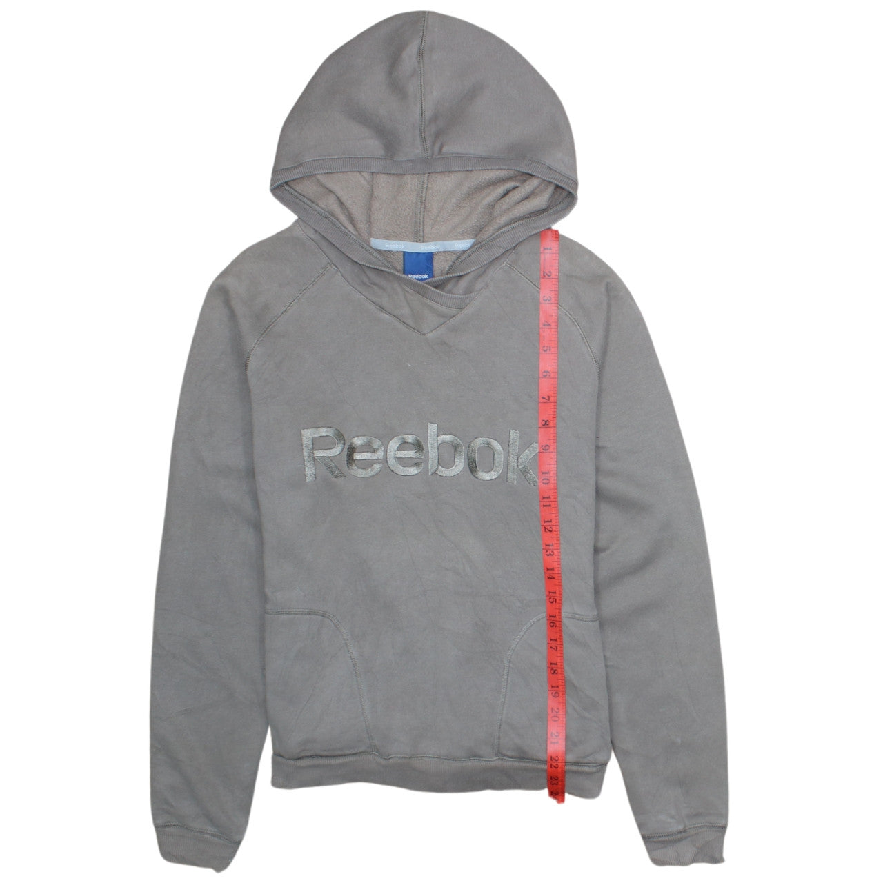 Reebok Women’s Grey Pullover Hoodie Size M Cotton Blend Logo Sweatshirt