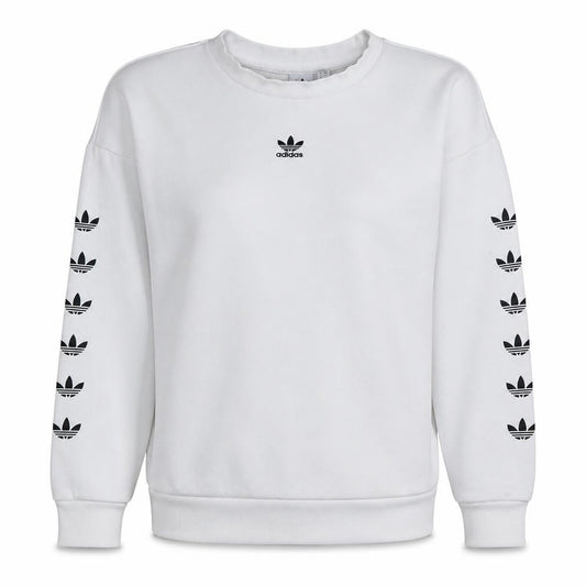 Adidas Women White Crew Neck Long Sleeve Logo Sweatshirt XS