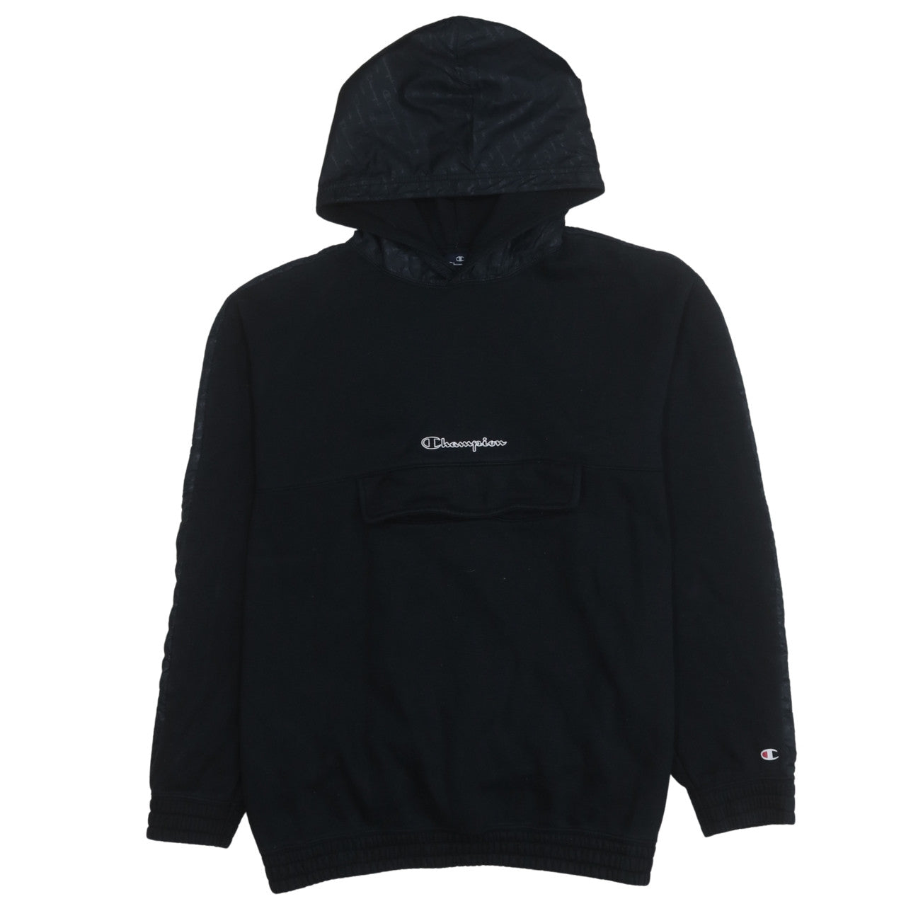 Champion Mens Black XL Pullover Hoodie Fleece Logo Sportswear