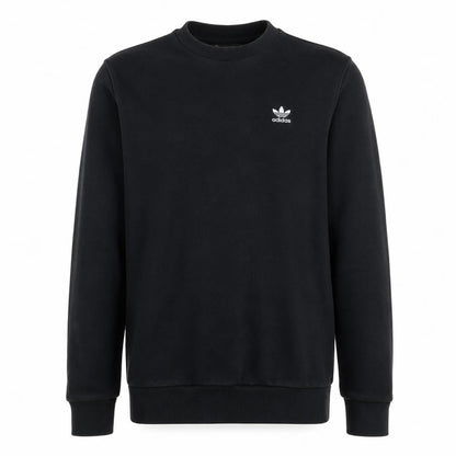 Front view of Adidas boys’ black crew neck pullover sweatshirt 13-14 years