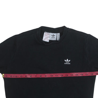 Back view of Adidas boys’ black crew neck pullover sweatshirt 13-14 years