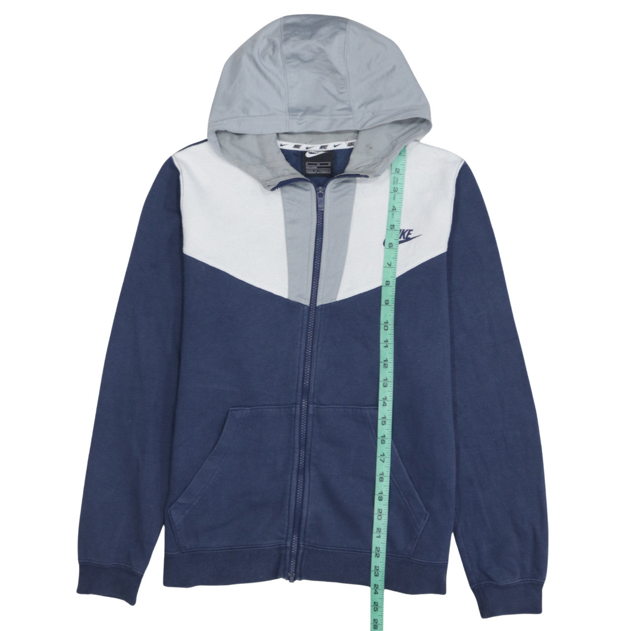 Nike Boys Blue Full Zip Hoodie XL 158-170cm Colourblock Cotton Blend