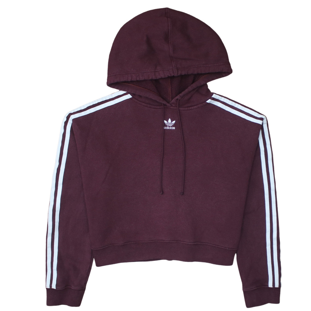 Adidas Womens Burgundy Hoodie Size 8 Cropped Pullover Hooded Sweatshirt