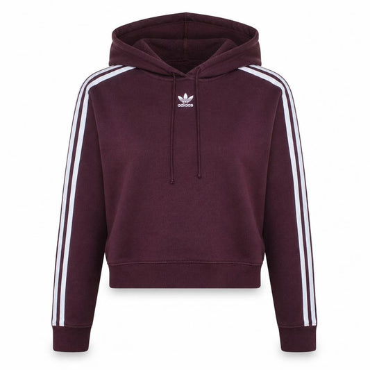 Adidas Womens Burgundy Hoodie Size 8 Cropped Pullover Hooded Sweatshirt