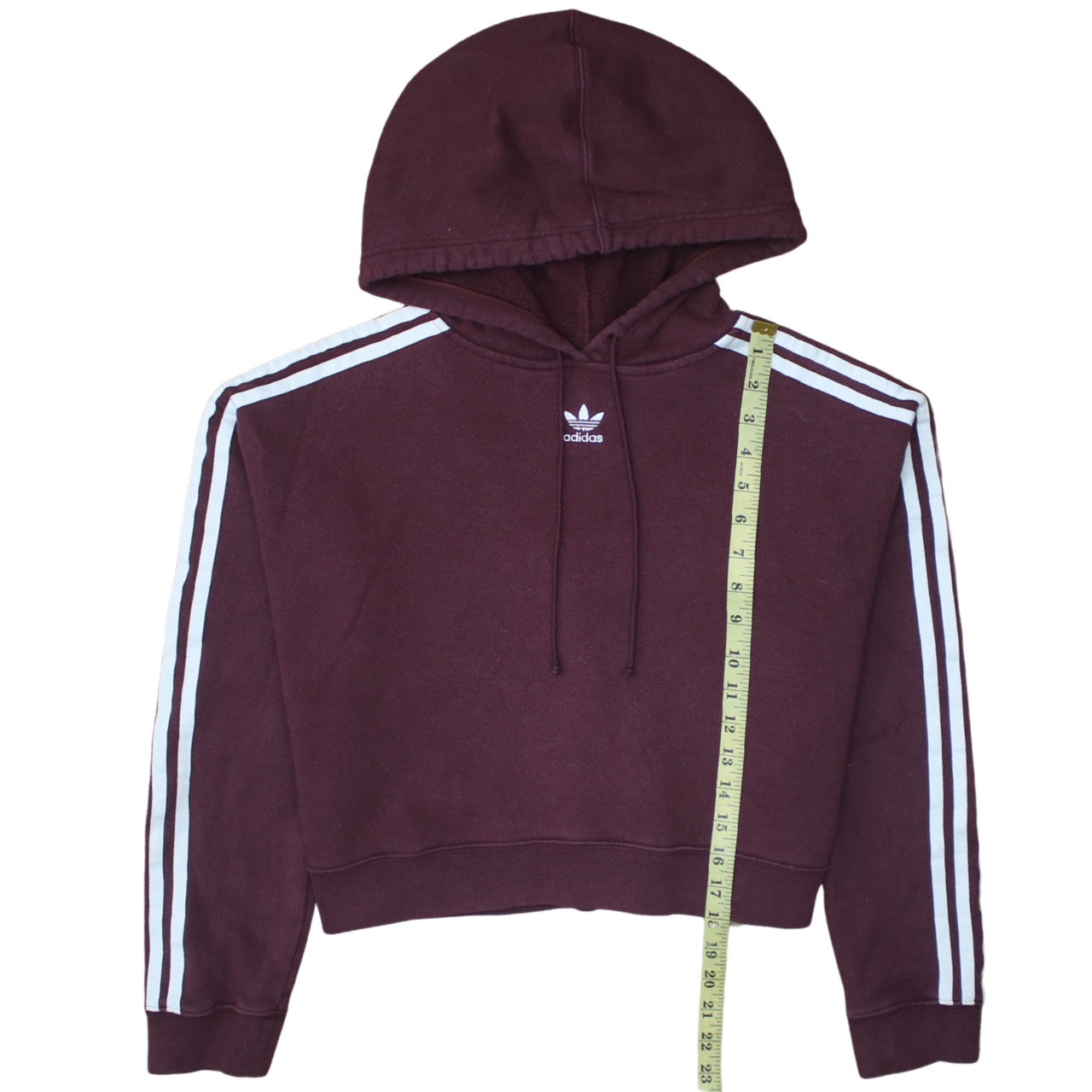 Adidas Womens Burgundy Hoodie Size 8 Cropped Pullover Hooded Sweatshirt