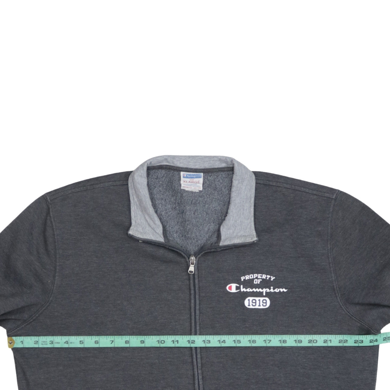Champion Men's Grey Full Zip Sweatshirt XL Mock Neck Sports Style