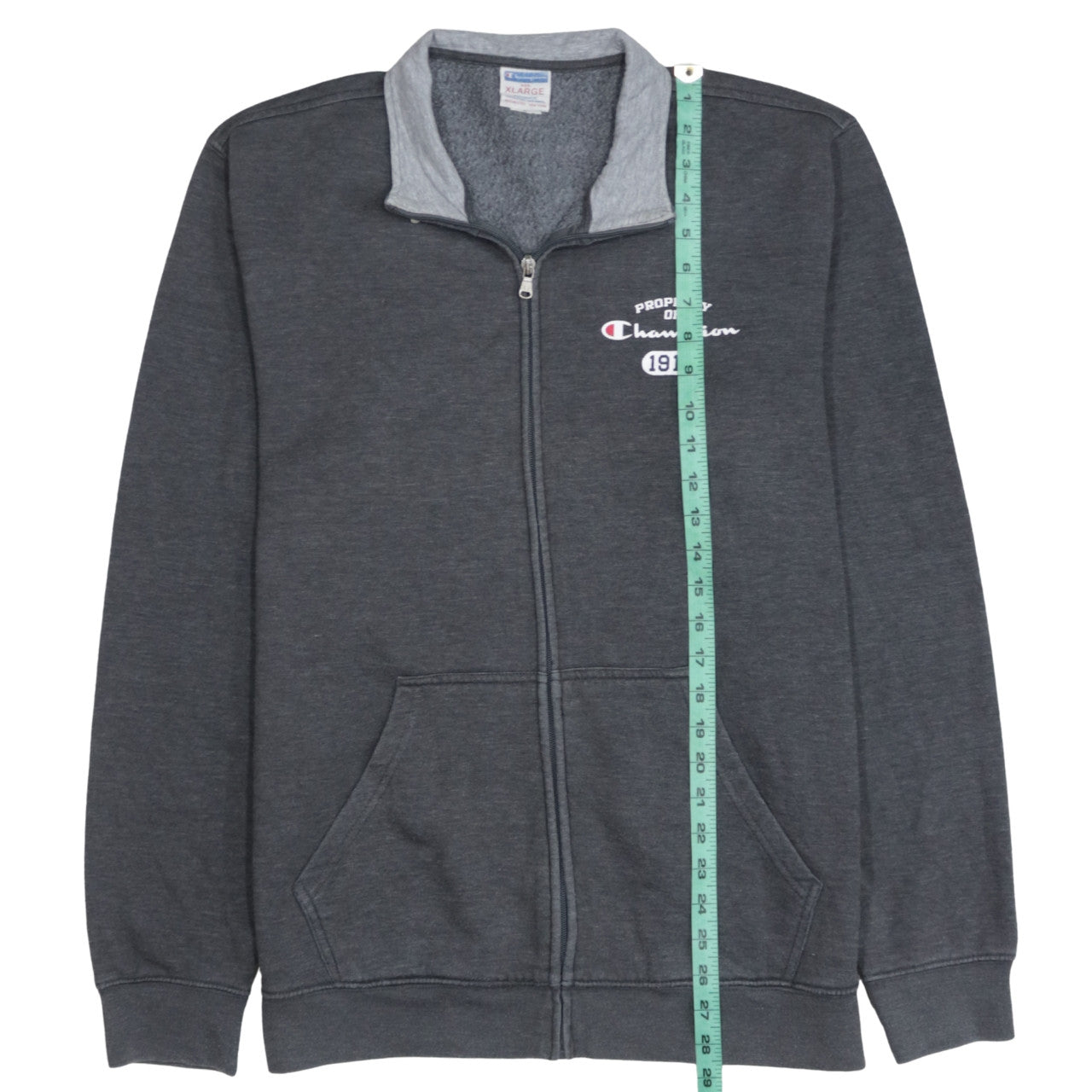 Champion Men's Grey Full Zip Sweatshirt XL Mock Neck Sports Style