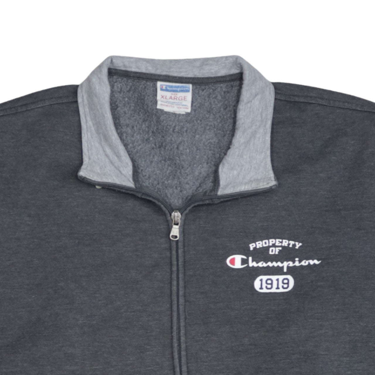 Champion Men's Grey Full Zip Sweatshirt XL Mock Neck Sports Style